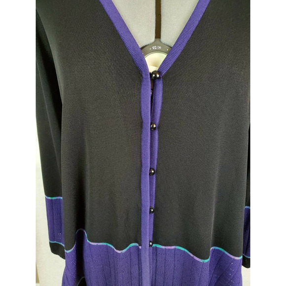 LAST CHANCE Vtg MISOOK Color Block Black Button Cardigan L - Picture 7 of 10